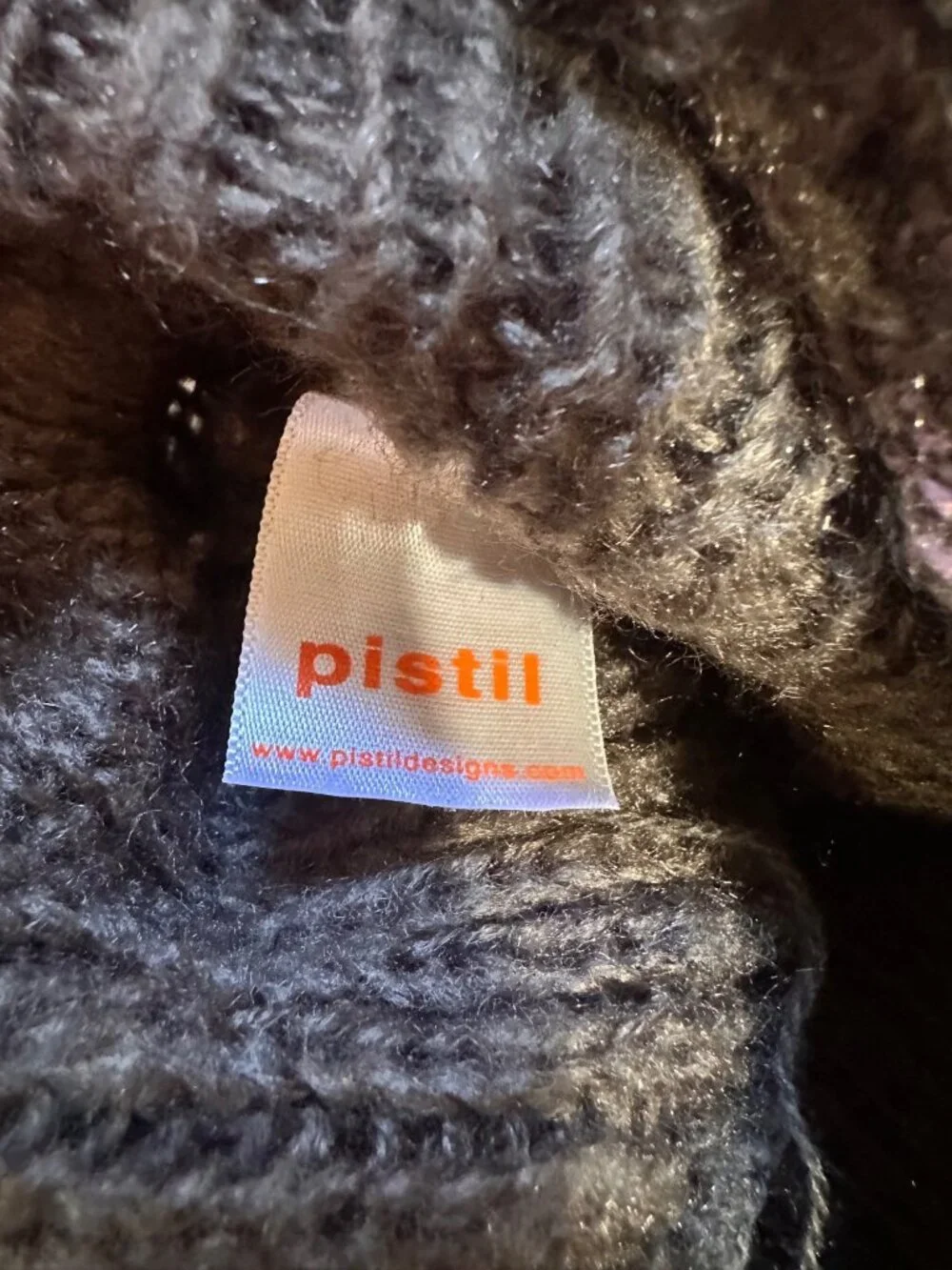 Pistil Womens Purple & Grey Cable Knit Slouch Hat With Button Detail - Picture 7 of 8
